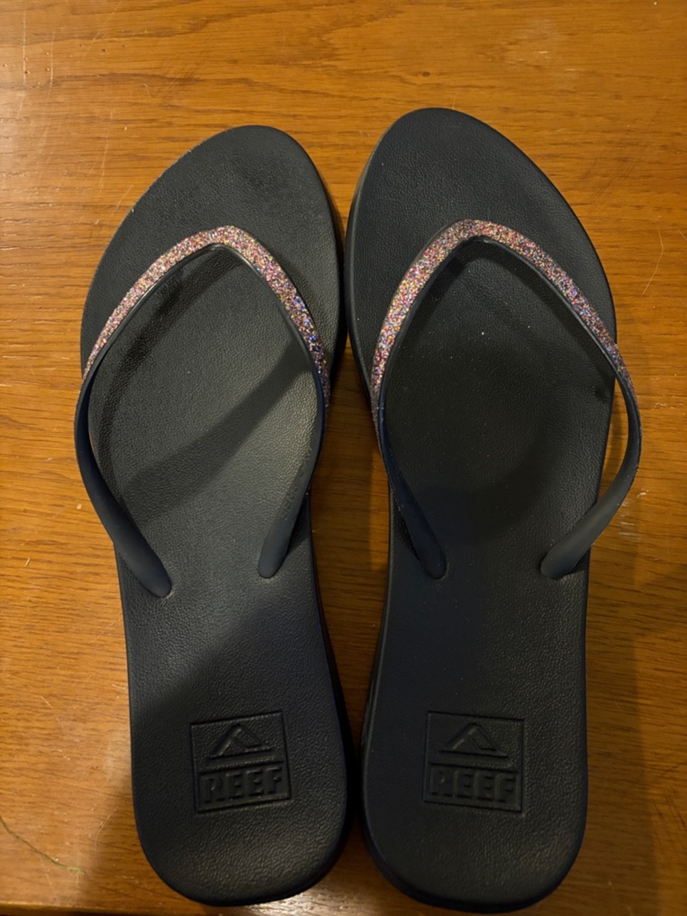 Reef Women's Black Sandals with Multicolor Glitter Straps